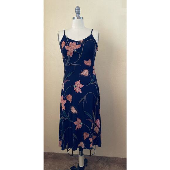 Loft Women's Dress Size 2P Navy Blue Floral Strappy Summer - Picture 6 of 10